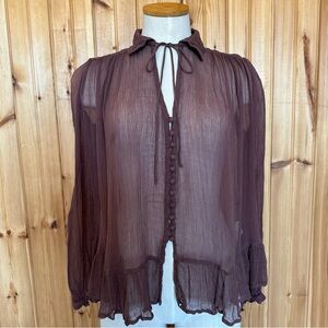 Free People blouse XS Brown Long Live Love